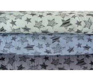 Double Gauze Musselin Sterne grau rauchblau mint